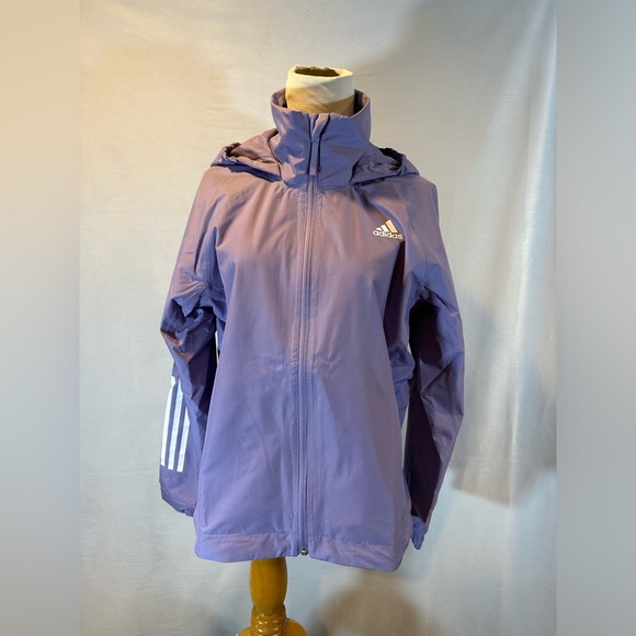 NWT! Adidas BSC 3-Stripes RAIN.RDY Jacket - Women's Size M H65760 Magic Lilac - Picture 3 of 14